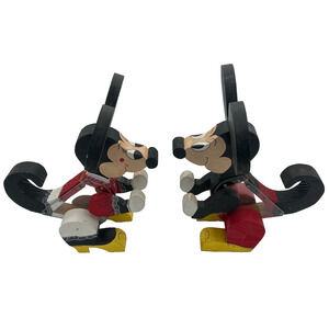 Vintage Wooden Mickey Mouse Figurines Set of 2 Hand-Painted Jointed Disney Decor